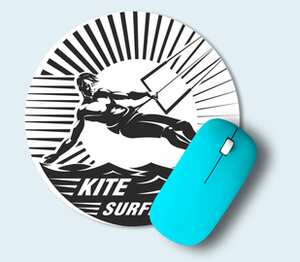 Кайт серфинг (kite surfing) коврик для мыши круглый с полной запечаткой (цвет: белый)