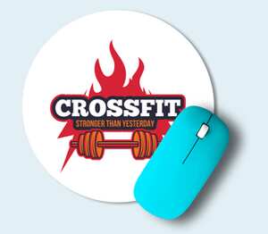 Кроссфит - будь сильнее чем вчера (crossfit - stronger than yesterday) коврик для мыши круглый (цвет: белый)
