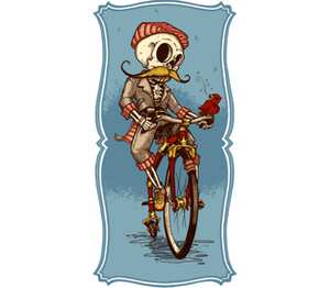 Скелет велосипедист кружка хамелеон двухцветная (цвет: белый + красный)