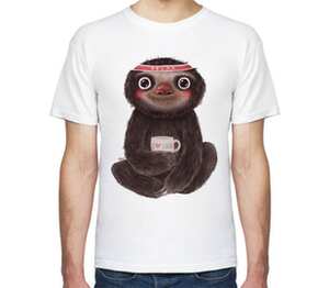 Ленивец - я люблю йогу мужская футболка с коротким рукавом (цвет: белый)