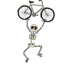 Скелет с велосипедом бейсболка (цвет: черный)