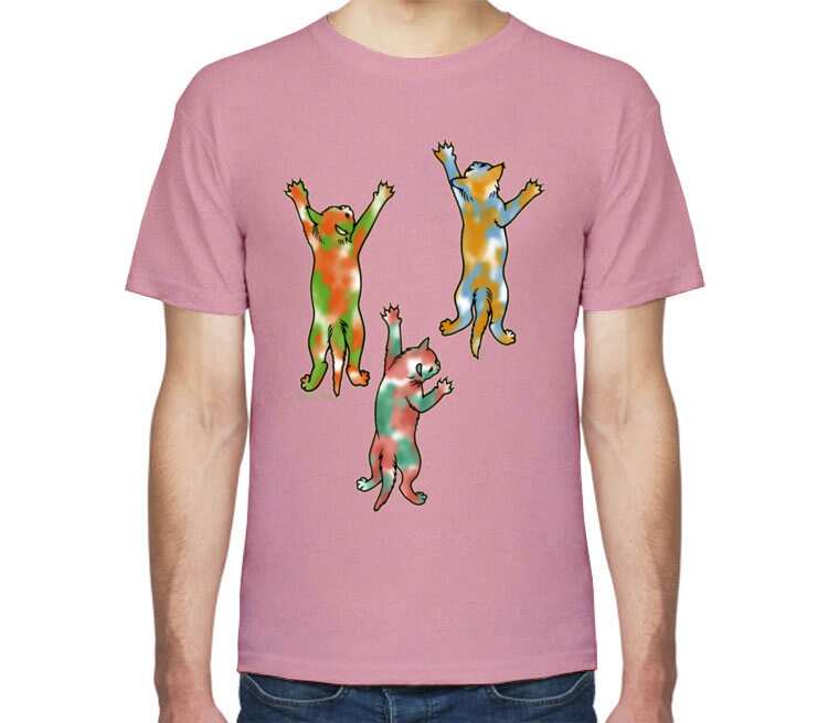 Котята на футболке мужская футболка с коротким рукавом (цвет: розовый меланж)