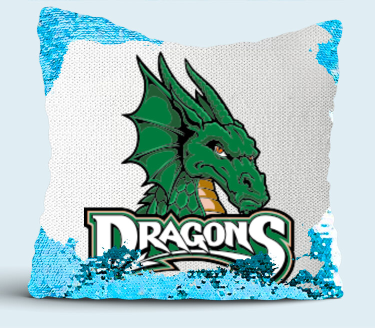 Dragons подушка с пайетками (цвет: белый + синий)