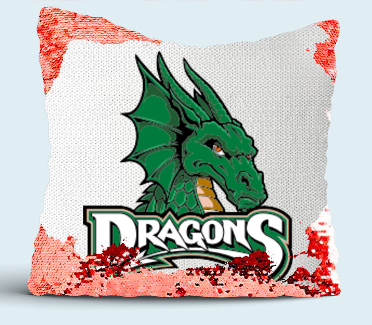 Dragons подушка с пайетками (цвет: белый + красный)