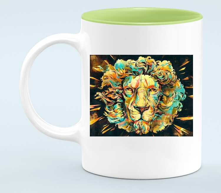 King Crown Lion кружка хамелеон двухцветная (цвет: белый + светло-зеленый)