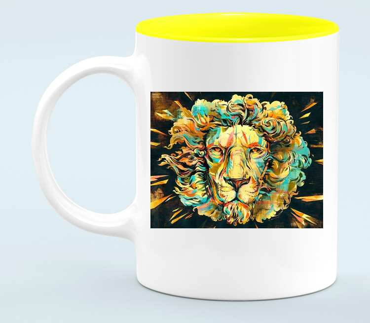 King Crown Lion кружка хамелеон двухцветная (цвет: белый + желтый)