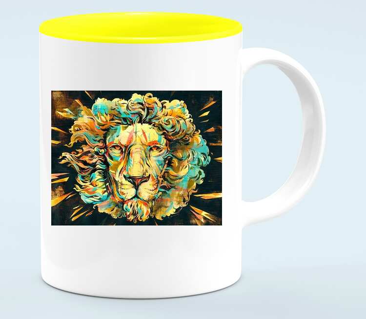 King Crown Lion кружка хамелеон двухцветная (цвет: белый + желтый)