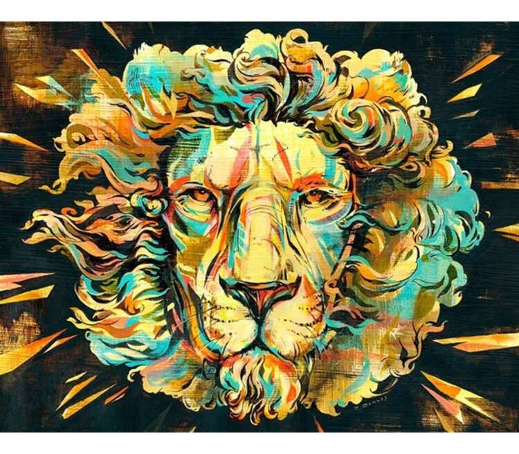 King Crown Lion подушка с пайетками (цвет: белый + сиреневый)