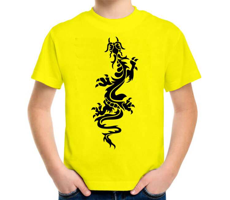 Татуировка дракон детская футболка с коротким рукавом (цвет: лимон)