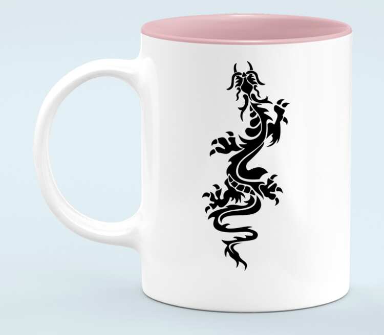 Татуировка дракон кружка хамелеон двухцветная (цвет: белый + розовый)