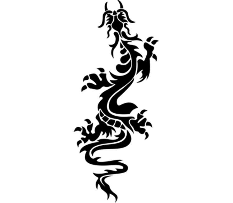 Татуировка дракон кружка с ручкой в виде собаки (цвет: белый + черный)