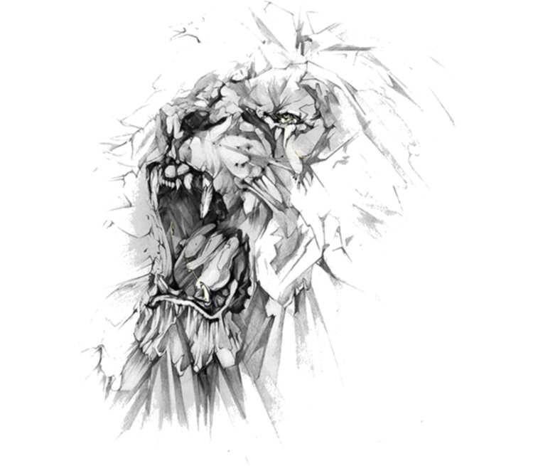 Свирепый лев подушка с пайетками (цвет: белый + черный)