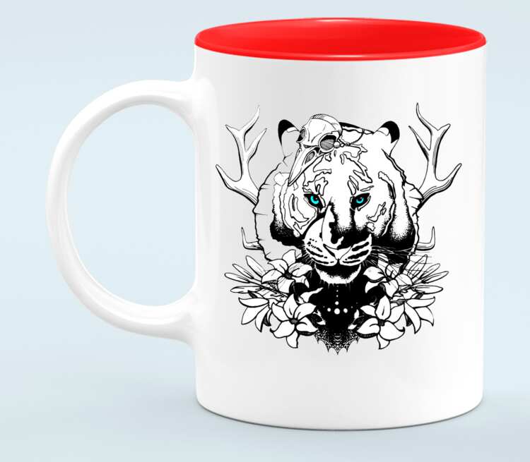 Тигр кружка хамелеон двухцветная (цвет: белый + красный)