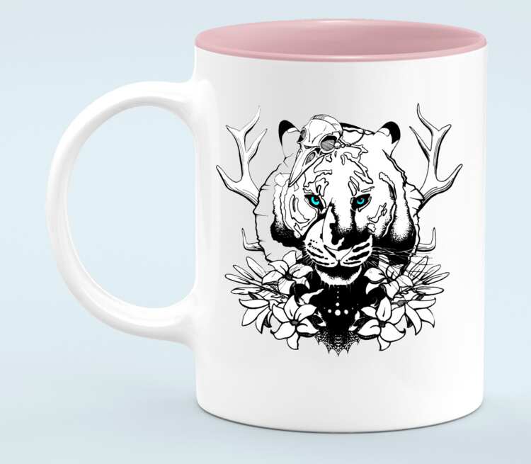 Тигр кружка хамелеон двухцветная (цвет: белый + розовый)