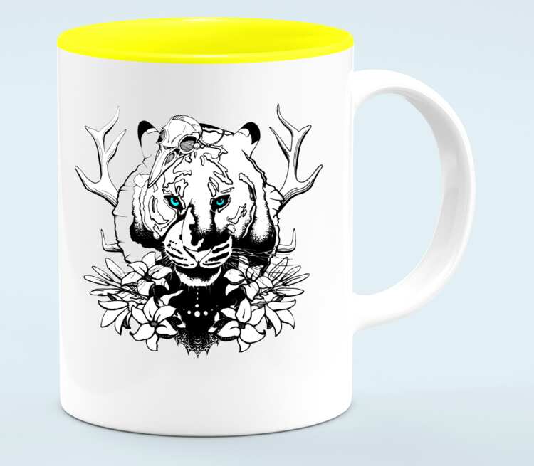 Тигр кружка хамелеон двухцветная (цвет: белый + желтый)