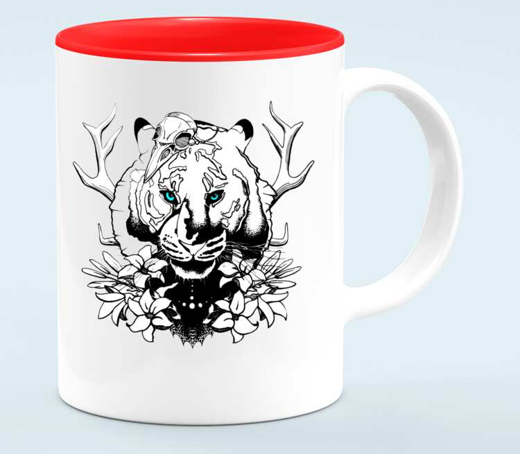 Тигр кружка хамелеон двухцветная (цвет: белый + красный)