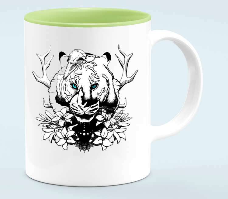 Тигр кружка хамелеон двухцветная (цвет: белый + светло-зеленый)