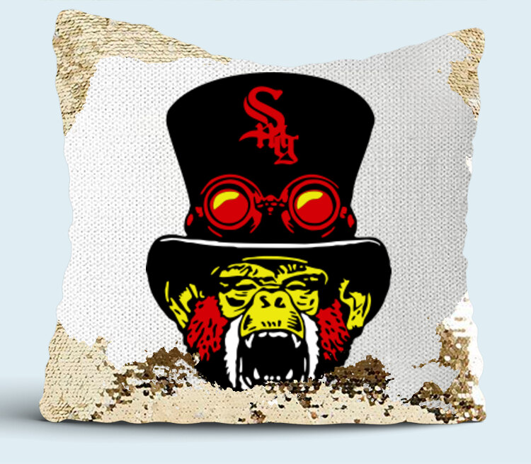 Swag monkey подушка с пайетками (цвет: белый + золотой)
