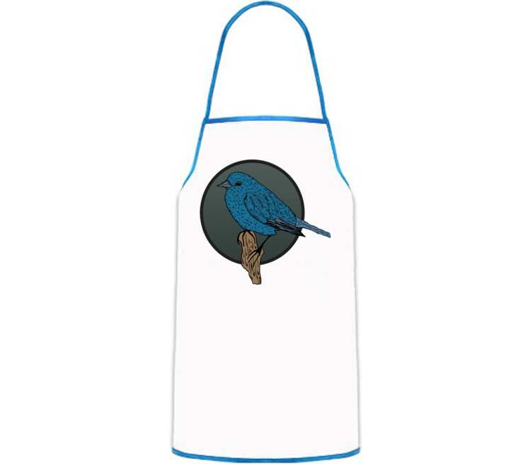 Птичка кухонный фартук (цвет: белый + синий)