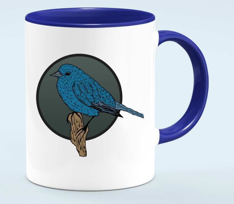 Птичка кружка двухцветная (цвет: белый + синий)