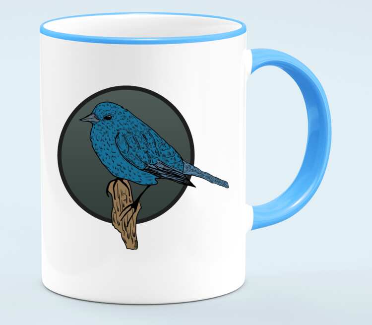 Птичка кружка с кантом (цвет: белый + голубой)