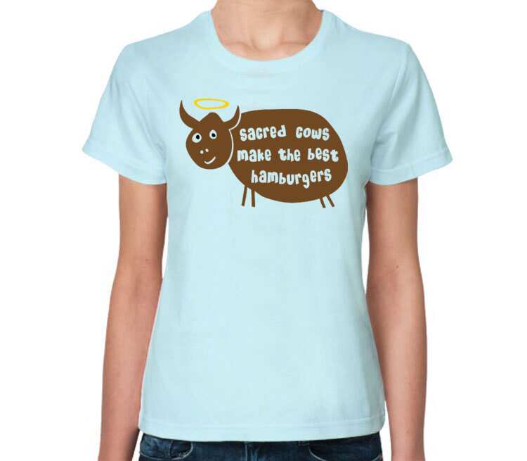 Священная корова женская футболка с коротким рукавом (цвет: светло голубой)