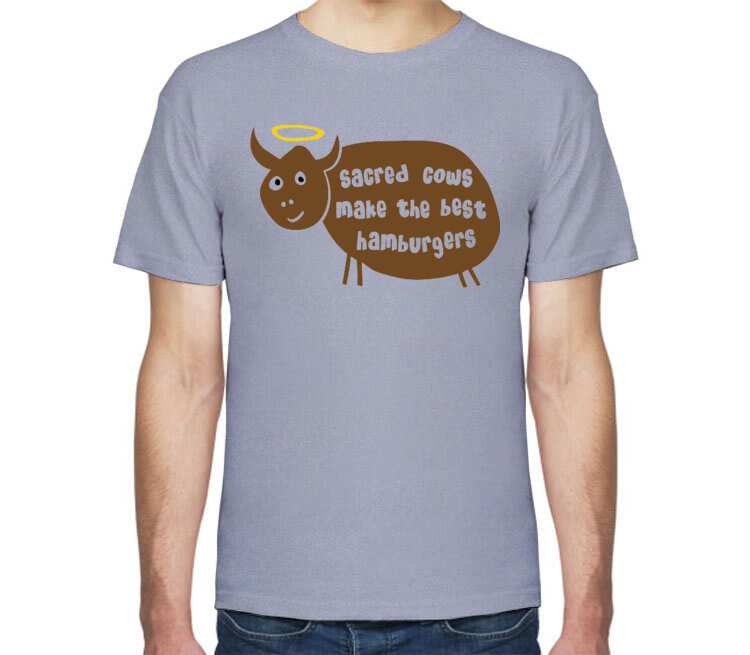 Священная корова мужская футболка с коротким рукавом (цвет: голубой меланж)