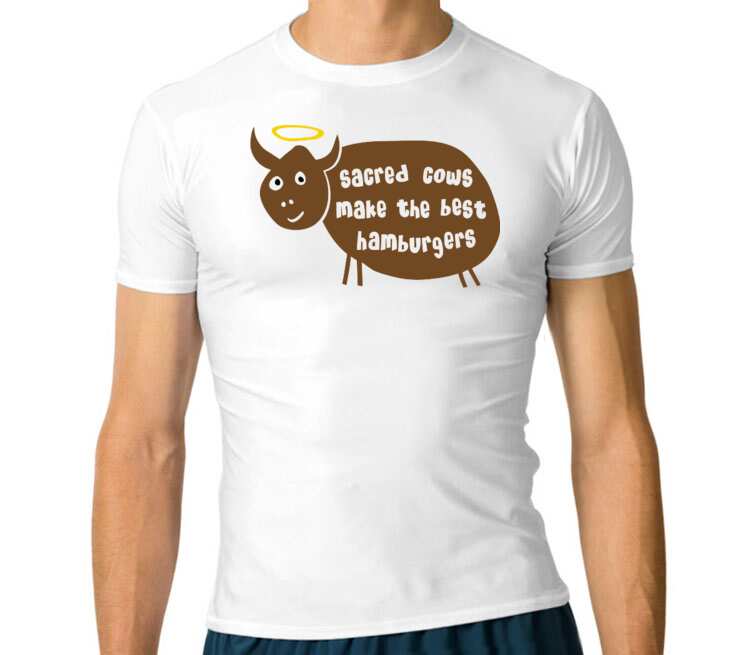 Священная корова мужская футболка с коротким рукавом стрейч (цвет: белый)