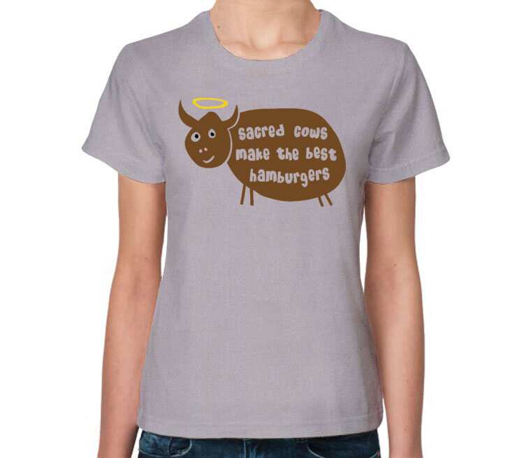 Священная корова женская футболка с коротким рукавом (цвет: серый меланж)