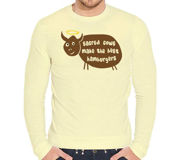 Священная корова мужская футболка с длинным рукавом стрейч (цвет: слоновая кость)