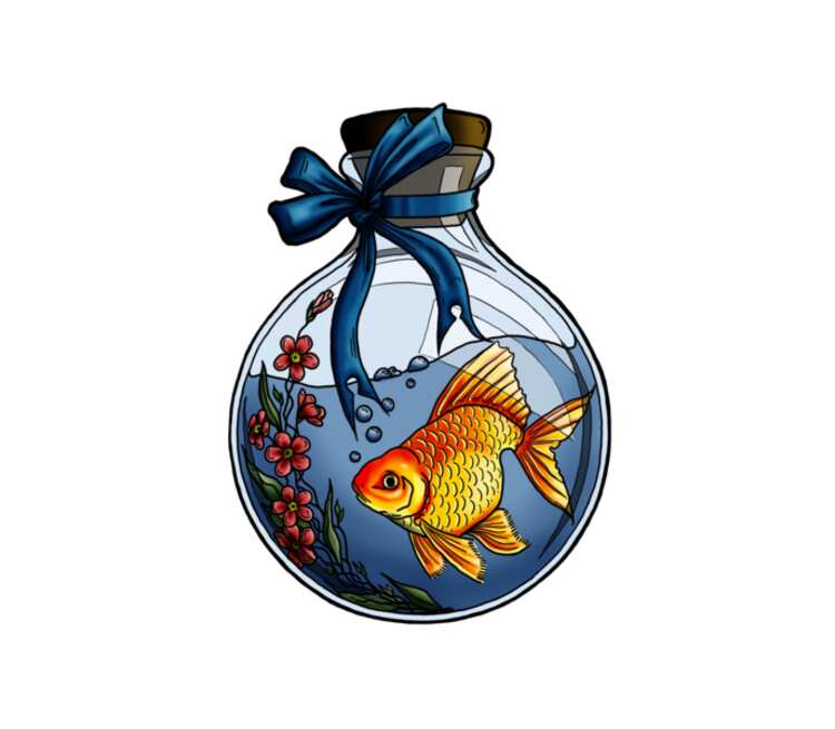 Золотая рыбка кружка хамелеон двухцветная (цвет: белый + голубой)