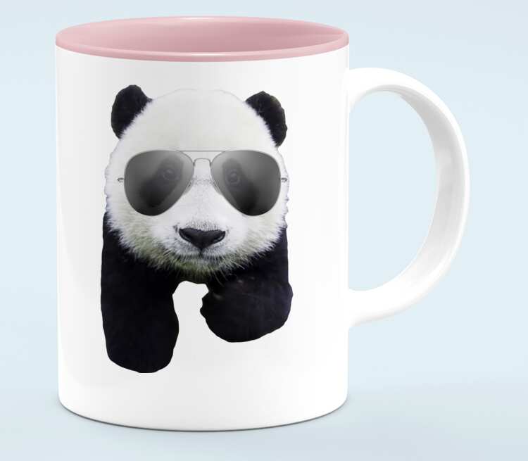 Панд в очках кружка хамелеон двухцветная (цвет: белый + розовый)