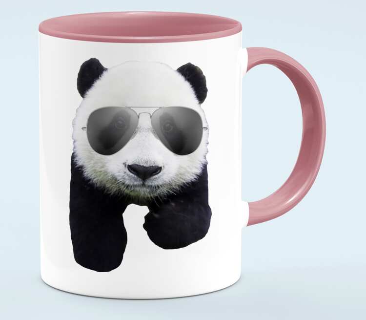 Панд в очках кружка двухцветная (цвет: белый + розовый)