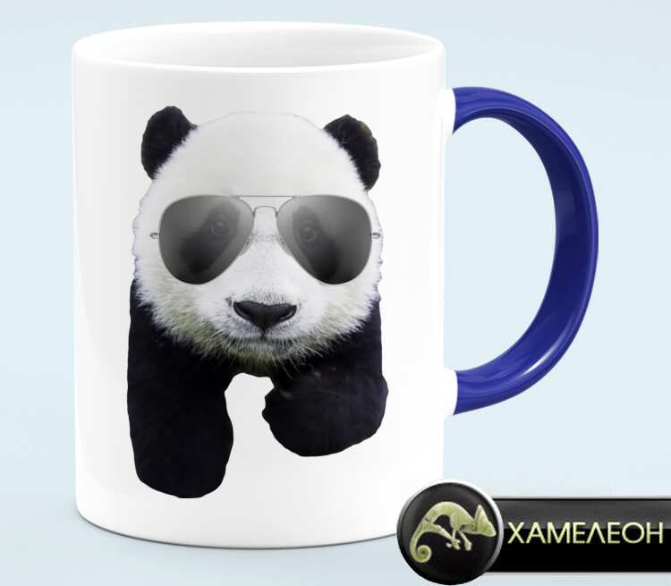 Панд в очках кружка хамелеон (цвет: белый + синий)