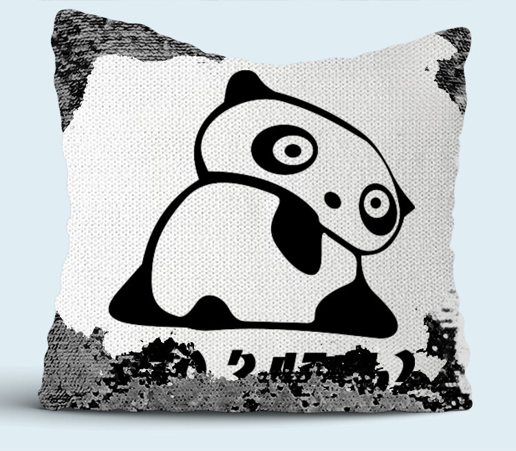 Панда - кто здесь подушка с пайетками (цвет: белый + черный)
