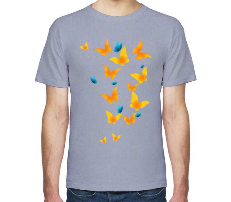 Бабочки мужская футболка с коротким рукавом (цвет: голубой меланж)