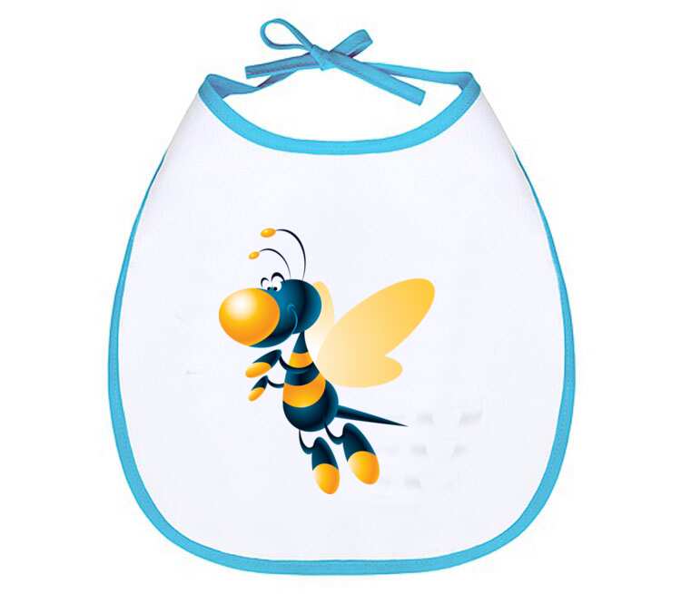 Пчелка слюнявчик (цвет: белый + синий)