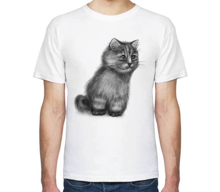 Кот мужская футболка с коротким рукавом (цвет: белый)