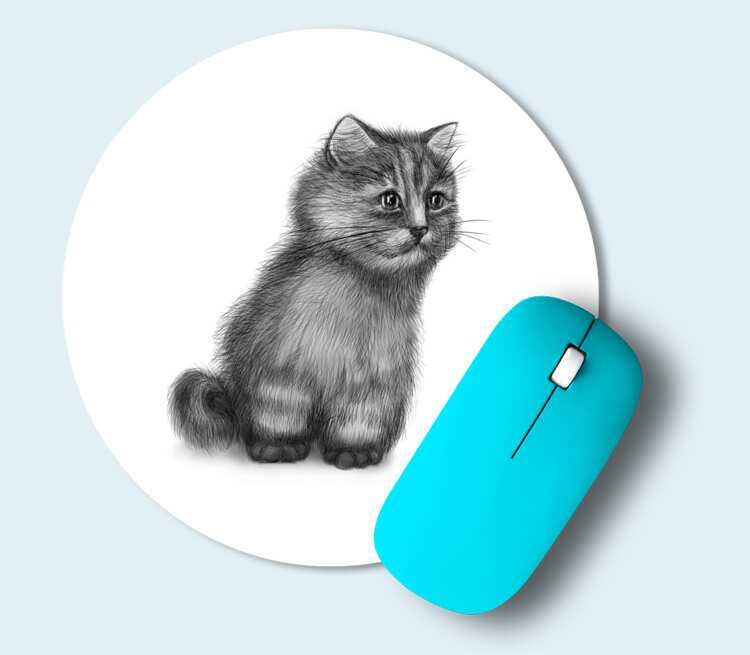 Кот коврик для мыши круглый (цвет: белый)