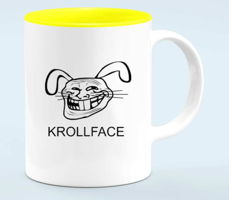 KrollFace кружка хамелеон двухцветная (цвет: белый + желтый)