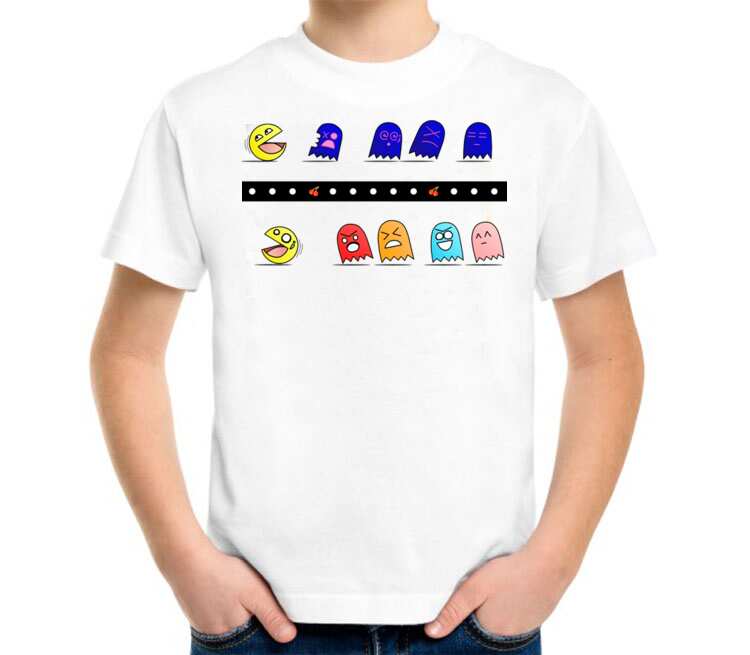 Pac-Man детская футболка с коротким рукавом (цвет: белый)