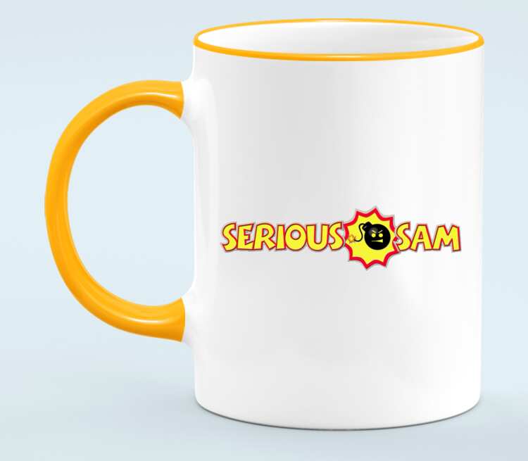 Serious Sam кружка с кантом (цвет: белый + оранжевый)