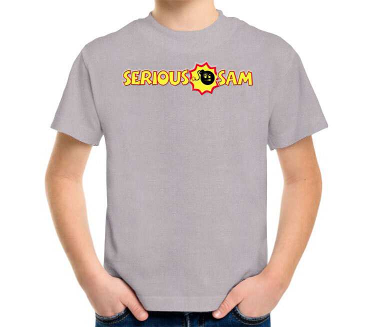 Serious Sam детская футболка с коротким рукавом (цвет: серый меланж)
