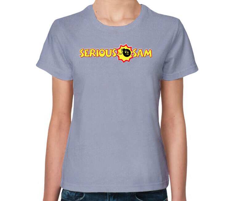 Serious Sam женская футболка с коротким рукавом (цвет: голубой меланж)