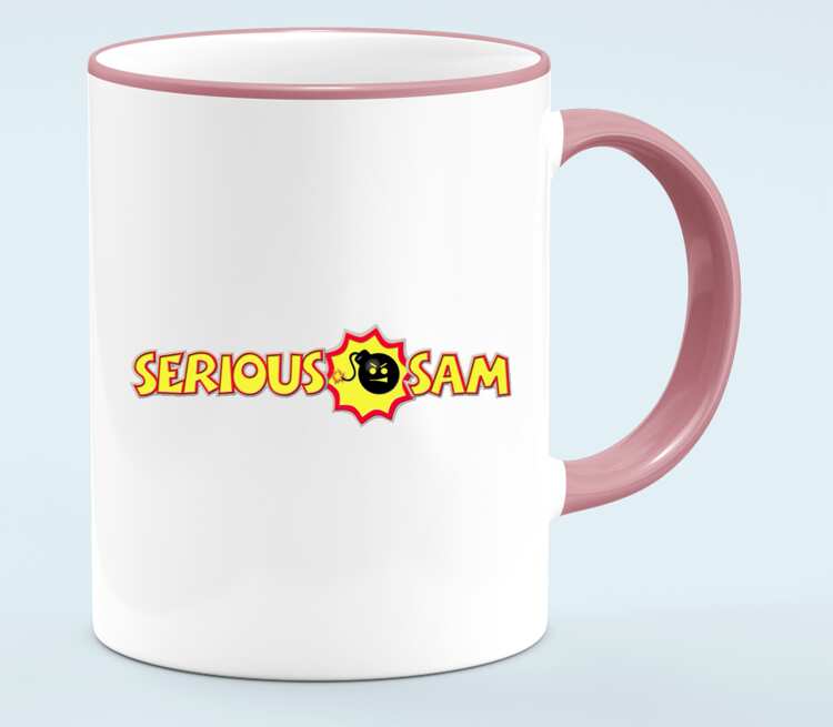 Serious Sam кружка с кантом (цвет: белый + розовый)
