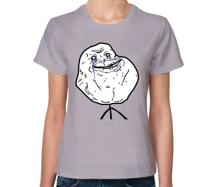 Forever Alone женская футболка с коротким рукавом (цвет: серый меланж)