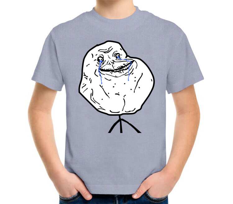 Forever Alone детская футболка с коротким рукавом (цвет: голубой меланж)