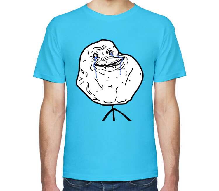 Forever Alone мужская футболка с коротким рукавом (цвет: небесный)