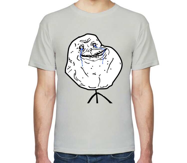 Forever Alone мужская футболка с коротким рукавом (цвет: серебро)