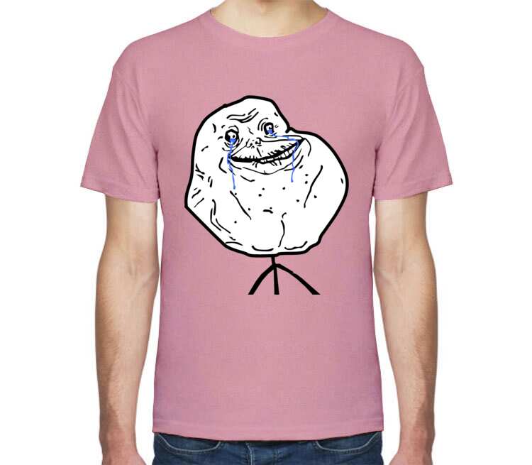 Forever Alone мужская футболка с коротким рукавом (цвет: розовый меланж)